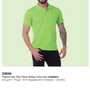 C0550 Playera Tipo Polo Pique Manga Corta para Caballero